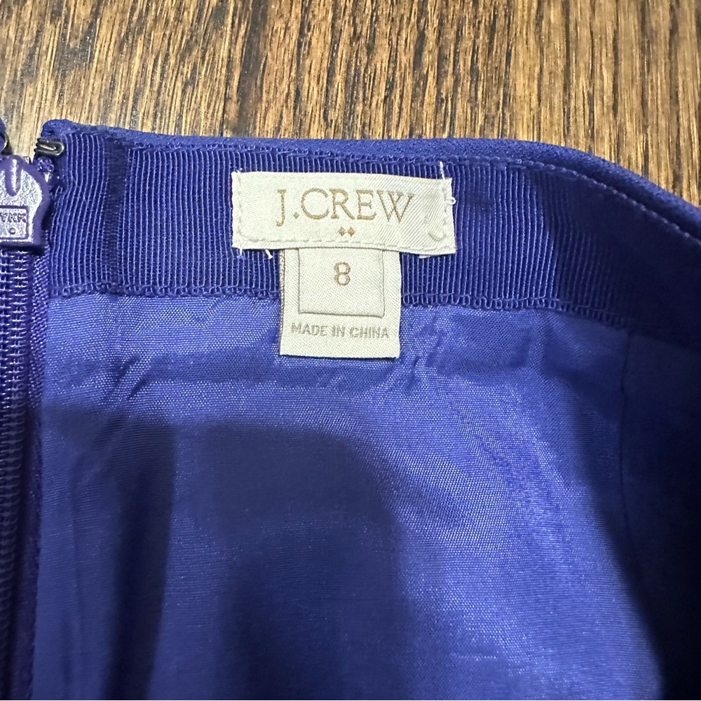 J. Crew Short Flare Skater Mini Skirt 8 Crepe Stretch Lined Cobalt Blue Zip - Picture 2 of 3